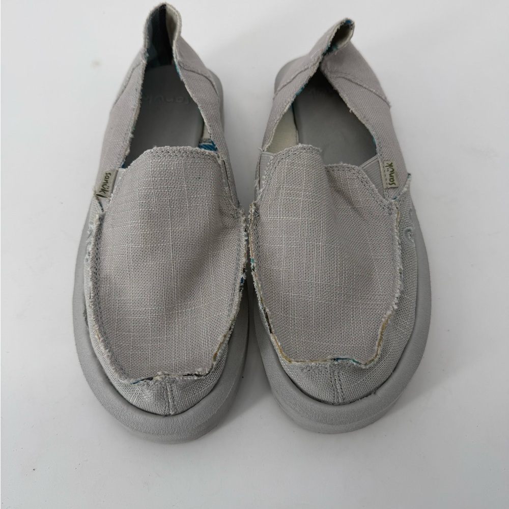 Women’s Sanuk Donna Hemp Grey Size 8 Slip-On Loafers.